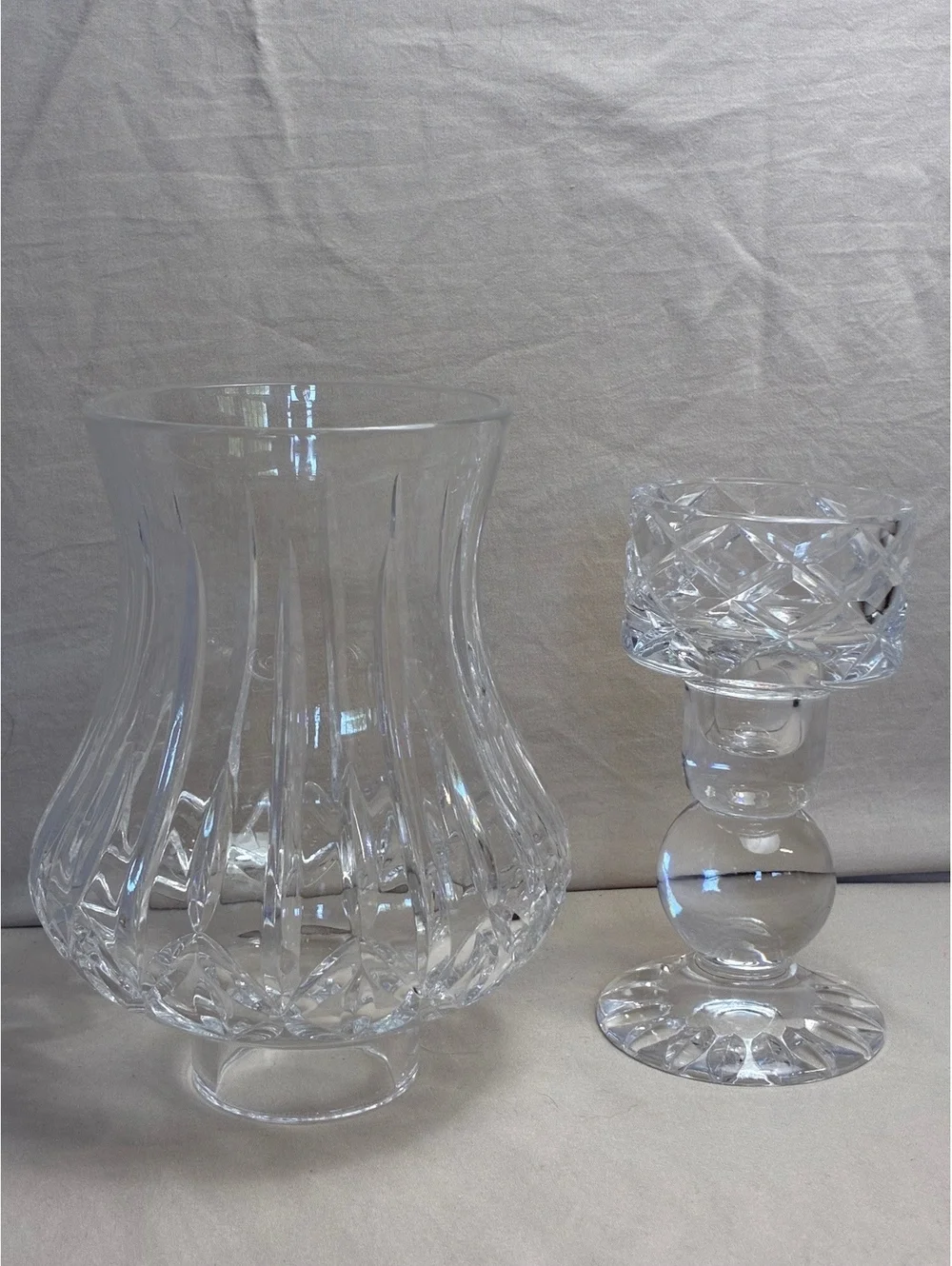 Vintage Clear lead crystal Hurricane Candle Holder